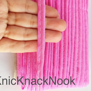 2mm Flanged Insertion Piping on 9mm Band, Pink Art Silk Fabric Trim, Cord piping Trim, Decorative Edge Trim, Flanged Piping Cord