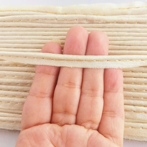 2mm Flanged Insertion Piping on 9mm Band, Beige Art Silk Fabric Trim, Cord piping Trim, Decorative Sewing Edge Trim, Flanged Piping Cord