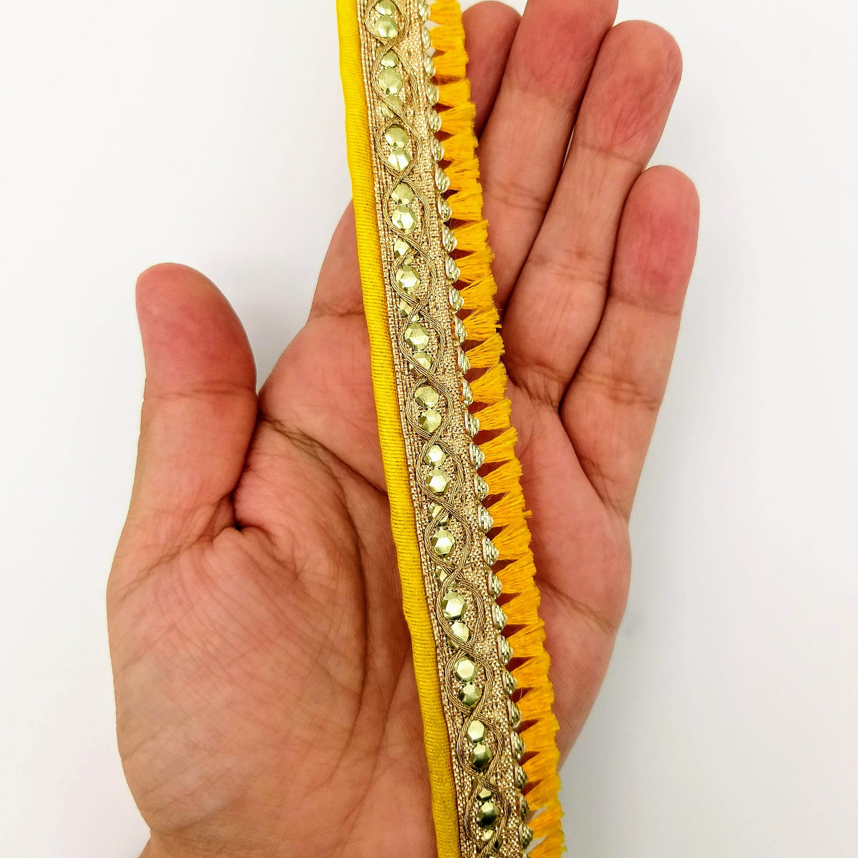 Yellow Tassels Trim Gold Fringe Trim Beaded Trim Tassels Etsy