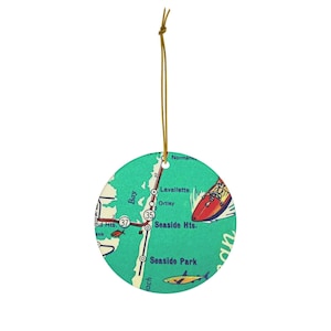 Seaside New Jersey Map Ornament: Vintage Beach Lover Souvenir