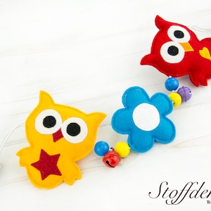 Wandelwagenketting Uil Baby's Wolvilt Babyketting Vervoerketting Speelketting Buggyspeelgoed Buggyhanger Babyspeelgoed Babyaccessoires Vilt