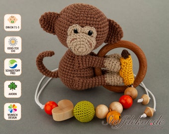 Crochet Maxi-Cosi Charm Monkey Crochet Animals Stroller Charm Buggy Charm Baby Car Seat Charm Amigurumi Baby Accessories