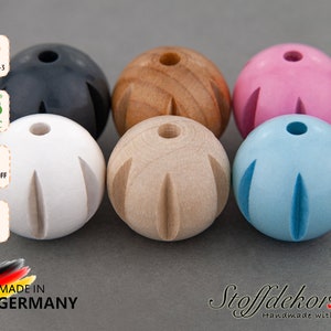 5 pcs. Grooved beads 18 mm threading beads craft beads wooden beads wooden balls grasping toys pacifier chains play chains buggy pendant macrame