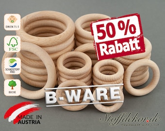 Wooden rings Ø 36 - 115 mm B-stock gripping ring ring beech natural wood ring beech wood ring beech ring wooden ring macrame ring craft supplies natural wood