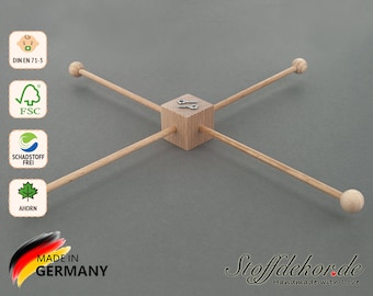 Kit móvil estrella DIY 4 brazos Ø 30 cm Kit móvil cruz estrella de madera fijación móvil de madera móvil infantil móvil habitación infantil decoración estrella de madera