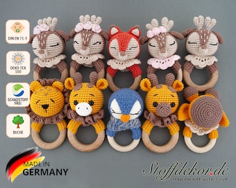 Crocheted Rattle Gripper Ring Baby Rattle Gripper Baby Gripper Crochet Rattle Crochet Gripper Amigurumi Crochet Animals Baby Accessories