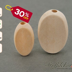 5 pcs. Oval beads, ellipse beads, oval wooden beads, threading beads, shaped beads, ellipse craft beads, oval wooden beads, ellipse wooden beads, flat beads
