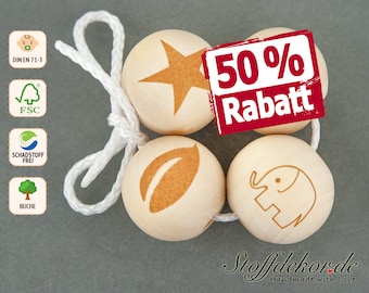 20 pcs. wooden beads with engraving 20 mm motif beads threading beads wooden balls craft beads pacifier chains grasping toys carriage chains