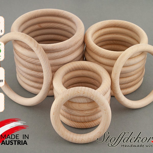 Wooden ring Ø 36 - 115 mm gripping ring beech ring natural wood ring beech wood ring beech ring wooden ring beech macrame ring craft supplies natural wood