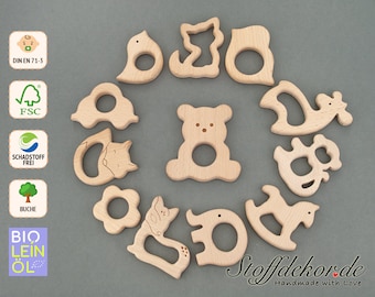 Wooden pendant beech wood organic linseed oil wooden animals gripping toy pendant wooden baby toy beech gripping ring wooden toy craft supplies natural wood