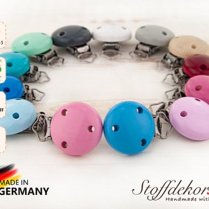 Holzclip Schnullerclip Baby-Clip Schnullerkettenclip Anhängerclip Kinderwagenkette Wagenkette Beißkette Spielkette Buggy Maxi-Cosi Anhänger