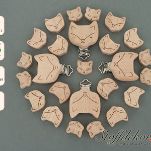 Fox wooden clip baby clip motif bead shaped beads pacifier clip threading beads pacifier chain clip pendant clip wooden beads craft beads
