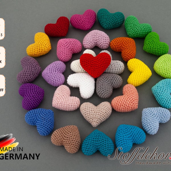 Häkelherz Herzanhänger Gehäkeltes Herz Häkelperlen Dekoherz Valentinsherz Amigurumi-Herz Häkelaufnäher Dekor gehäkelte Kinder-Accessoire