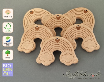 Wooden pendant beech wood organic linseed oil rainbow grasping toy stroller pendant wood beech grasping ring stroller chain craft supplies natural wood