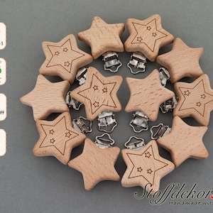 Wooden clip star engraving laser engraving baby clip pacifier clip pacifier chain clip pendant clip clip for stroller chain play chain