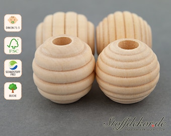 2 pcs. grooved beads 19 mm beehive beads wooden beads threading beads craft beads for grasping toys car pendants pacifier chains
