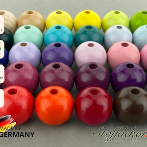 10 St. Holzperlen 16 mm 40 Farben Fädelperlen Babyperlen Holzkugeln Bastelperlen für Babyketten Schnullerketten Beißketten Wagenketten