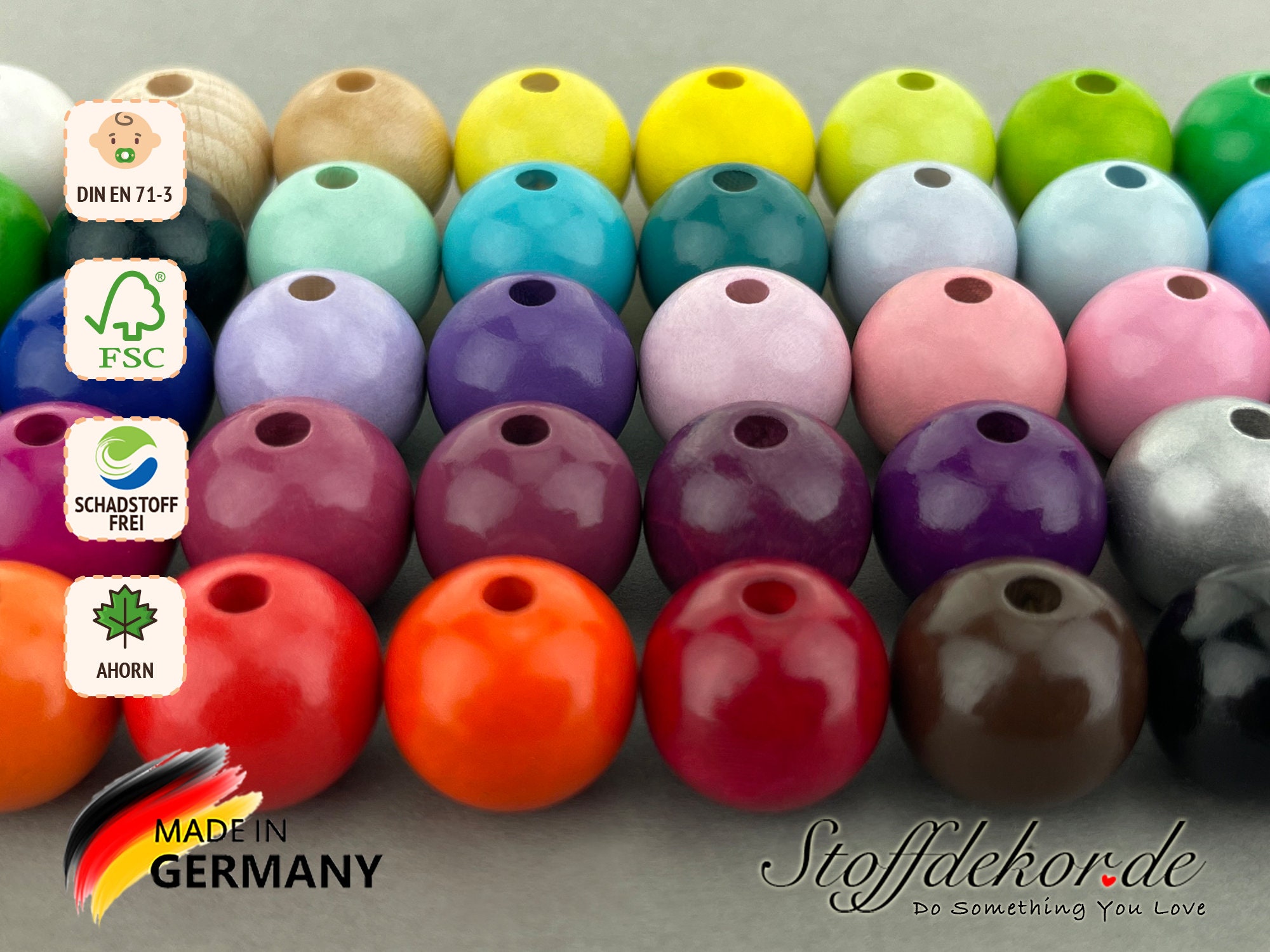 84 Perle Tonde In Legno Multicolore - Assortite, Con Elastici Per Creare Collane E Bracciali - 4