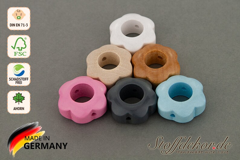 Motif bead flower shape beads thread beads wooden beads Baby beads Craft beads for griffins baby chains pacifier chains biting chains car chains
