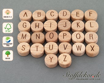 Letter beads 15 mm letter discs alphabet beads A-Z letters name beads ABC craft beads wooden alphabet wooden letter beads