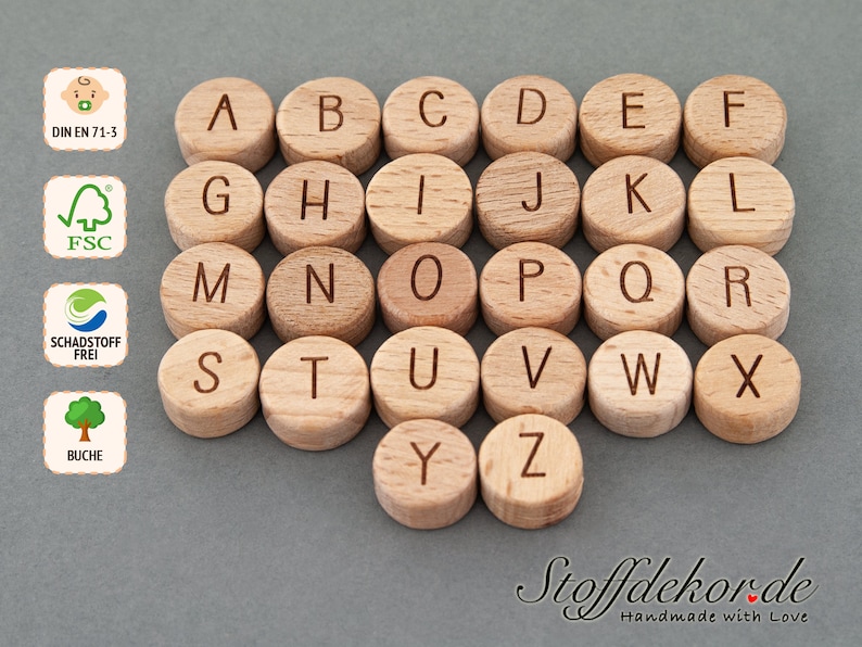 Wooden letter beads