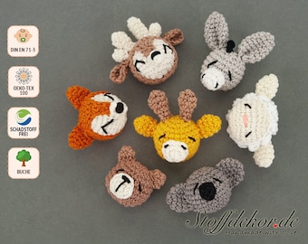 Perles au crochet motifs animaux boules au crochet perles à motif crochet perles à enfiler perles artisanales chaîne de jeu chaîne de sucette jouet de préhension