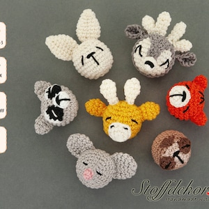 Perline all'uncinetto, motivi animali, palline all'uncinetto, perline con motivi, perline all'uncinetto, perline da infilare, perline artigianali, catenella per giocattoli, anello da dentizione, catenella per ciuccio