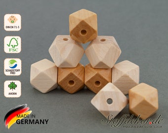 2 pcs. Hexagon beads 16 mm hexagon beads faceted beads geometric wooden beads polygon beads natural wooden beads craft beads