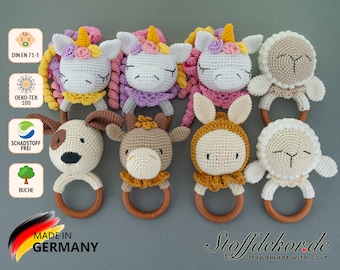 Crocheted Rattle Gripper Ring Baby Rattle Gripper Baby Gripper Crochet Rattle Crochet Gripper Amigurumi Crochet Animals Baby Accessories