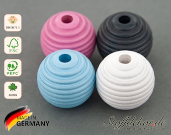 Paquete de 6 cuentas colmena, 18 mm, cuentas ranuradas, cuentas de madera, cuentas para enhebrar, cuentas para manualidades, cuentas para collares de bebé, juguetes para agarrar, cadenas para chupetes, macramé
