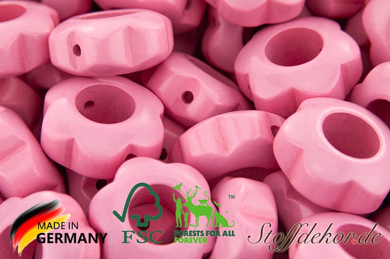 Motif bead flower shape beads thread beads wooden beads Baby beads Craft beads for griffins baby chains pacifier chains biting chains car chains