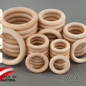 Holzringe Ø 36 - 115 mm Greifring Ring Buche Naturholzring Buchenholzring Buchenring Holzring Buche Makramee-Ring Bastelbedarf Naturholz