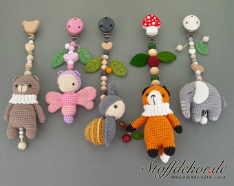 Remolque de cochecito de ganchillo animales de ganchillo oso zorro elefante remolque para sillas de bebé Maxi-Cosi cochecito cochecito amigurumi accesorios para bebés