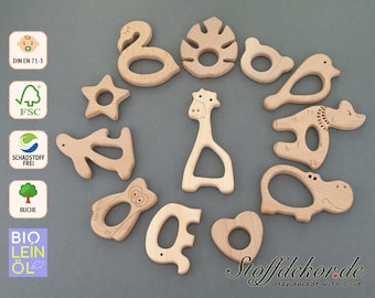Wooden pendant beechwood organic linseed oil wooden animals grasping toy pendant wooden baby toy beech grasping ring wooden toy craft supplies natural wood