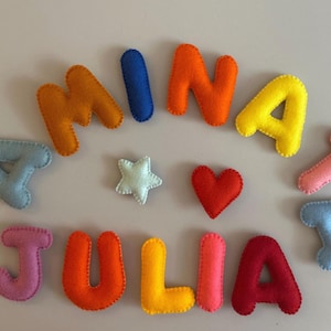 Letras en 128 colores hechas de fieltro de lana, guirnalda de nombres, accesorios de decoración, fieltro, alfabeto, letras mayúsculas, placa de nombre para habitación infantil