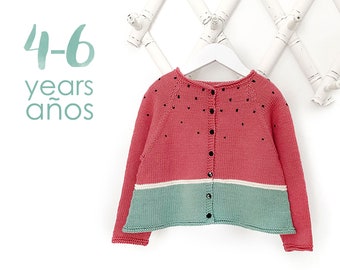 Size 4-6 years - SANDIA Cardigan  - PDF Knitting Pattern- Instant Download