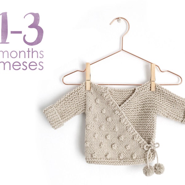 Size 1-3 months- NUR kimono PDF Knitting Pattern- Instant Download