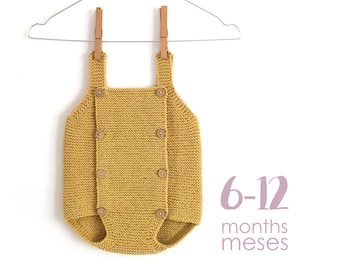 6-12 meses - Padrão de macacão de malha com botões