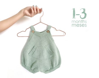 Size 1-3 MONTHS- Pickles Romper  - PDF Knitting Pattern- Instant Download