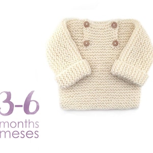 Size 3-6 MONTHS- Natural Baby Sweater Knitting Pattern- Instant Download