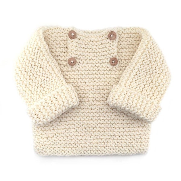 5- sizes - Natural Baby Sweater Knitting Pattern- Instant Download- Sizes Newborn, 1-3 months, 3-6 months, 6-12 months and 12-24 months.