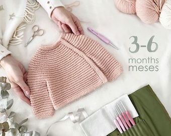 3-6 MONTHS – CUDDLES Baby Crochet Sweater Pattern