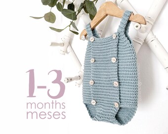 1-3 months – BUTTONY Crochet Romper Pattern