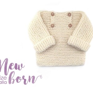 Size New Born- Natural Baby Sweater Knitting Pattern- Instant Download