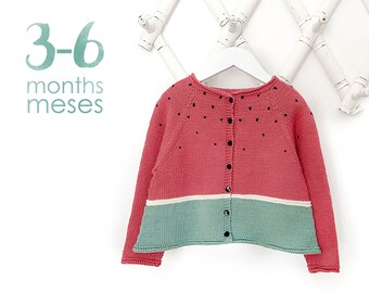 Size 3-6 months - SANDIA Cardigan  - PDF Knitting Pattern- Instant Download