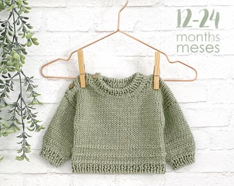 12-24 months - PURE Knitted Sweater - PDF Knitting Pattern- Instant Download