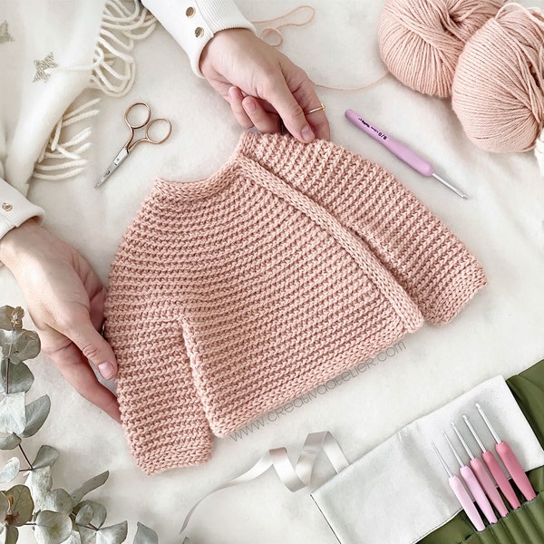 5 sizes – CUDDLES Baby Crochet Sweater Pattern