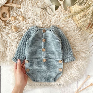 5 baby sizes - MUSGO Romper  - PDF Knitting Pattern- Instant Download