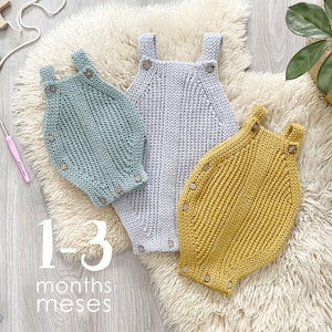 Talla 1-3 meses – Patrón de Pelele de Crochet SNAPPY
