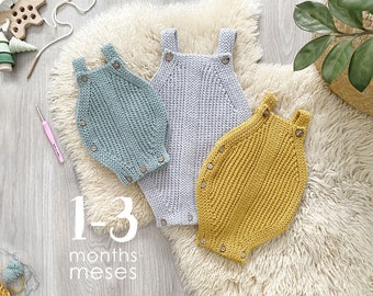 Talla 1-3 meses – Patrón de Pelele de Crochet SNAPPY